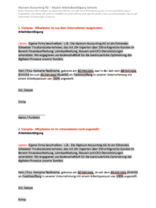 Muster Arbeitsbestätigung Schweiz