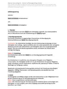 Muster Aufhebungsvertrag Schweiz