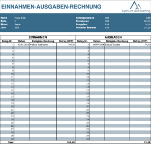 Buchhaltung Excel-Vorlage