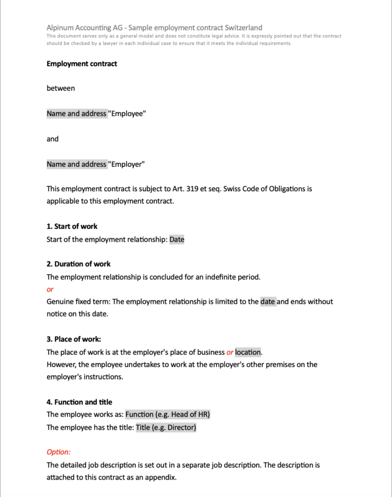 E-Template Work Contract